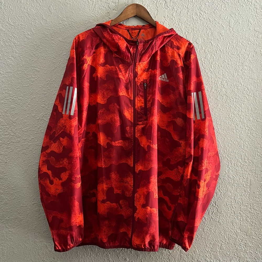 Adidas Own the Run Camo Rain Jacket with Reflective Details